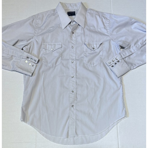 Wrangler Other - WRANGLER - Men's Vintage Pearl Snap Gray Long Sleeve Shirt - 17-34 Long Tails